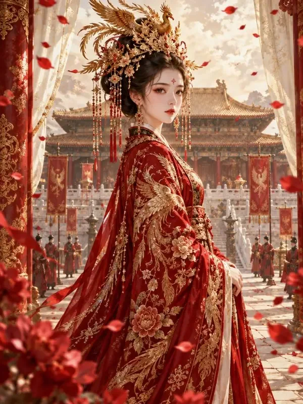 黄果AI短剧《江山为聘》封面，古装宫廷权谋甜宠的华丽画面
